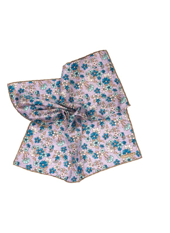 Lilac/Lt. Brown Floral Print Pocket Square