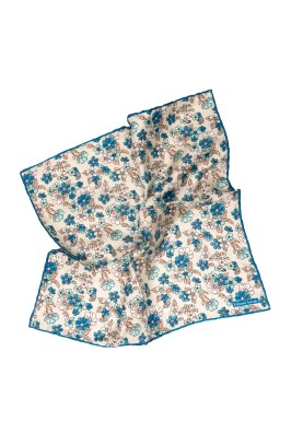 Khaki/Blue Floral Print Pocket Square 