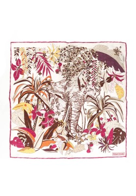 Beige Hawaiian Flowers Print Pocket Square 