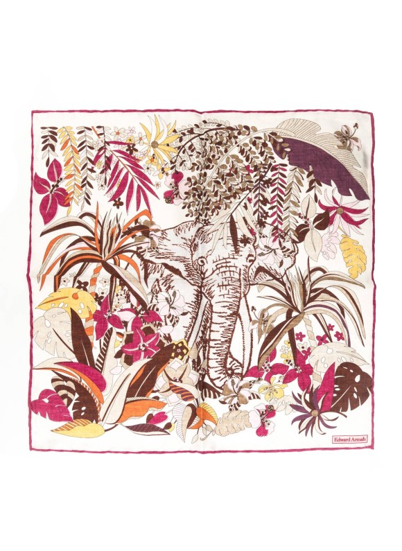 Beige Hawaiian Flowers Print Pocket Square