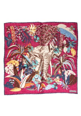 Magenta Hawaiian Flowers Print Pocket Square 