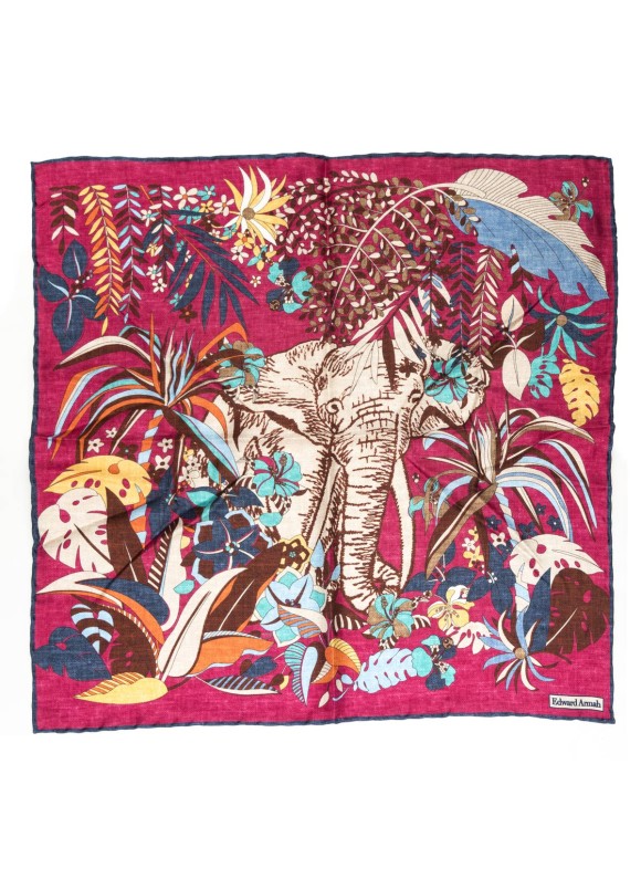 Magenta Hawaiian Flowers Print Pocket Square