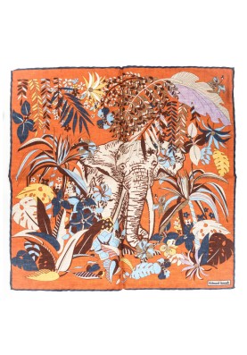 Orange Hawaiian Flowers Print Pocket Square 