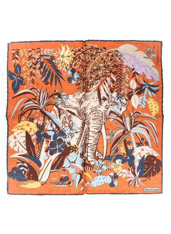 Orange Hawaiian Flowers Print Pocket Square