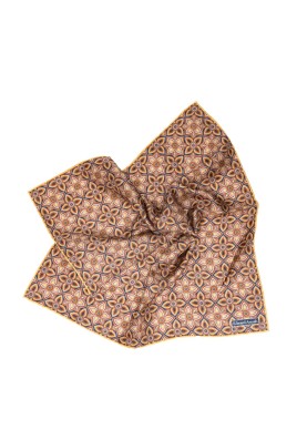 Mustard/Navy Quatrefoil Print Pocket Square 