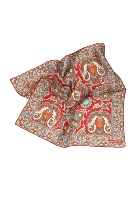 Red Persian Print Pocket Square 