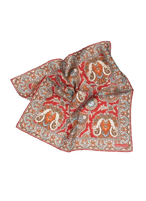 Red Persian Print Pocket Square