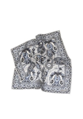 Grey Persian Print Pocket Square 