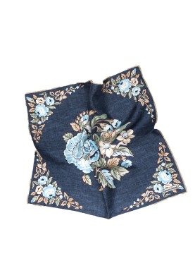 Denim Floral Print Pocket Square 