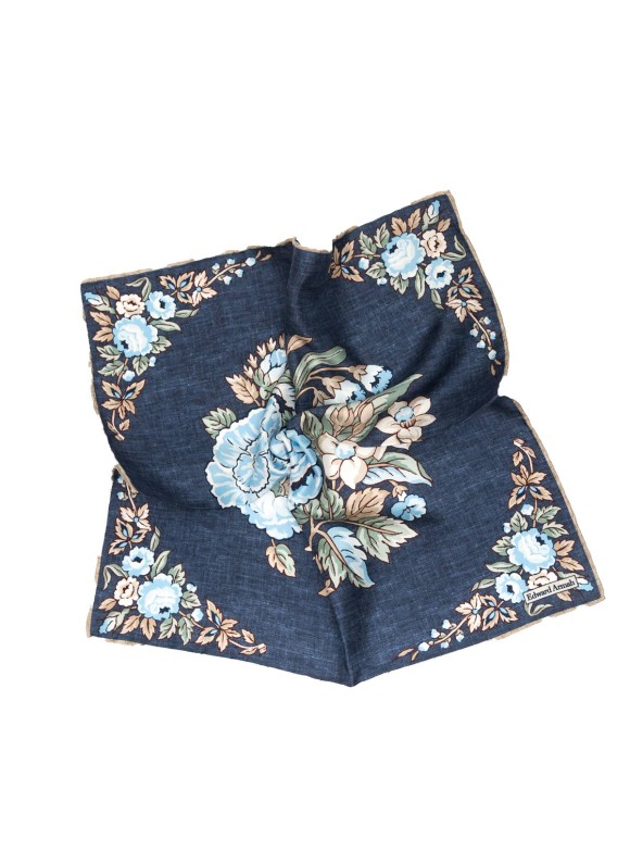 Denim Floral Print Pocket Square