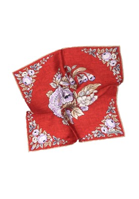 Red Floral Print Pocket Square 