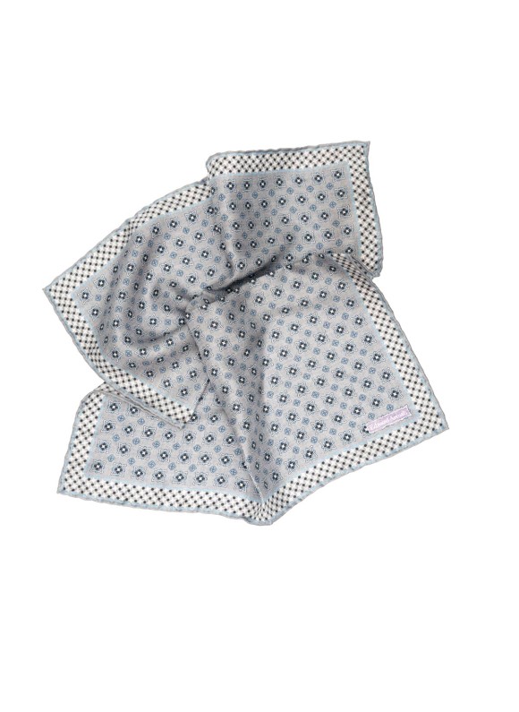 Navy Neat Print Pocket Square