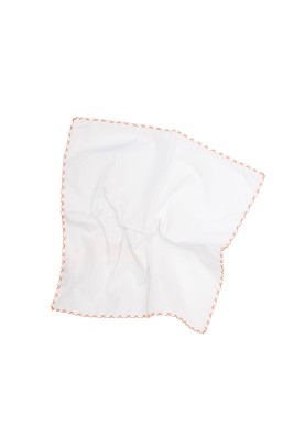 White With Orange Hem Pocket Square 