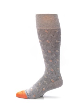 Grey/Orange Pine Neat Melange Effect Socks