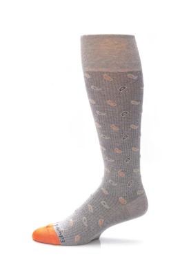 Grey/Orange Pine Neat Melange Effect Socks 