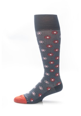 Navy/Red Foral Neat Socks 