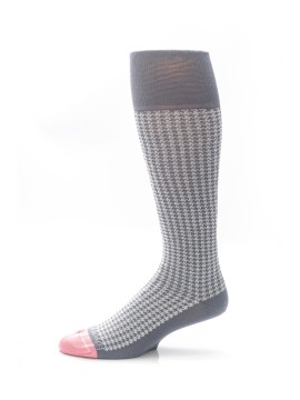 Cool Grey/Pink Houndstooth Socks