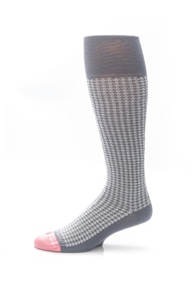 Cool Grey/Pink Houndstooth Socks 