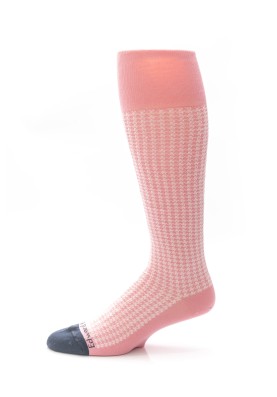 Pink/Navy Houndstooth Socks 