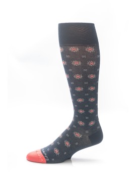 Navy/Coral Foulard Socks