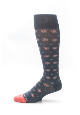 Navy/Coral Foulard Socks 