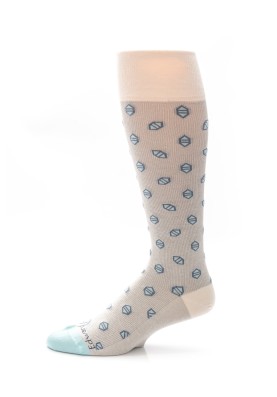 Beige/Ice Blue Geo Socks 