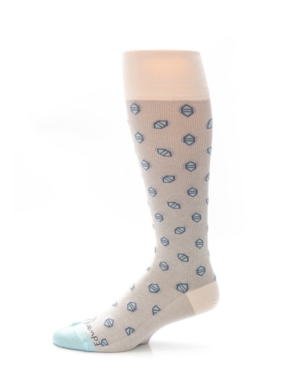 Beige/Ice Blue Geo Socks