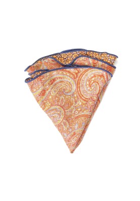 Orange Exploded Paisley/Floral Print Reversible Pocket Circle 