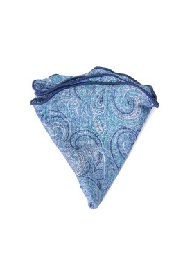 Blue Exploded Paisley/Floral Print Reversible Pocket Circle 