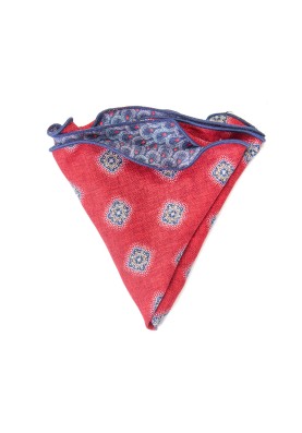 Brick Foulard/Feather Print Reversible Pocket Circle 