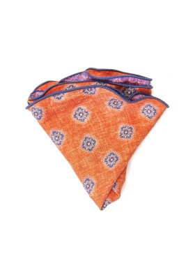 Rust Foulard/Feather Print Reversible Pocket Circle 