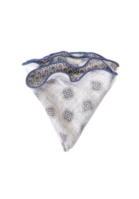 Gray Foulard/Feather Print Reversible Pocket Circle 