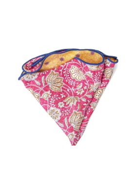 Magenta Vine Paisley/Neat Print Reversible Pocket Circle 