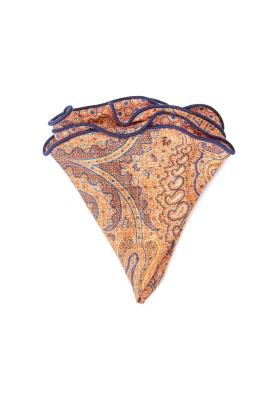 Orange Exploded Paisley/Fancy Dots Print Reversible Pocket Circle 