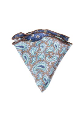 Brown/Denim Paisley/Neat Print Reversible Pocket Circle 