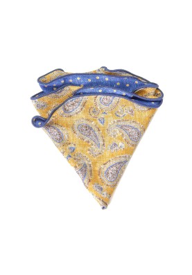 Yellow Exploded Paisley/Dots Print Reversible Pocket Circle 