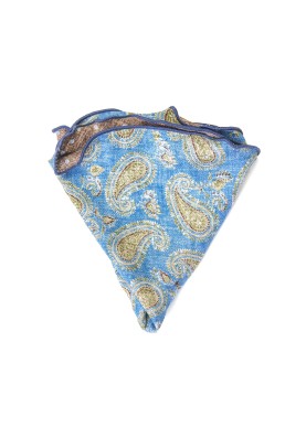 Blue Exploded Paisley/Dots Print Reversible Pocket Circle 