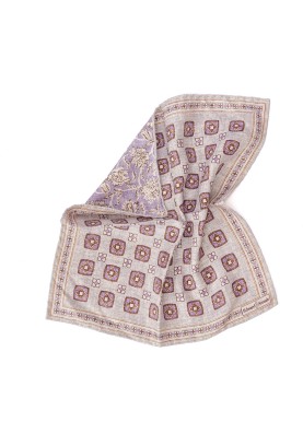 Gray Foulard/Vine Print Reversible Pocket Square 