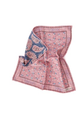 Pink Dots/ Neat/Paisley Print Reversible Pocket Square 