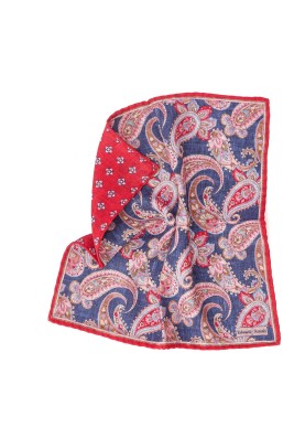 Navy Paisley/Floret Neat Print Reversible Pocket Square 