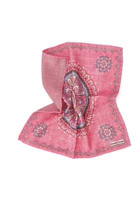 Rose Lg Medallion/Diamond Design Print Reversible Pocket Square 