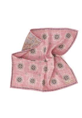 Pink Medallion/Paisley Print Reversible Pocket Square 