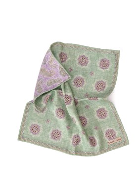 Mint Medallion/Paisley Print Reversible Pocket Square 