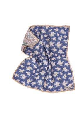 Denim Paisley Print Reversible Pocket Square 