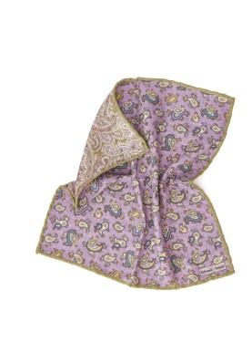 Lavender Paisley Print Reversible Pocket Square 