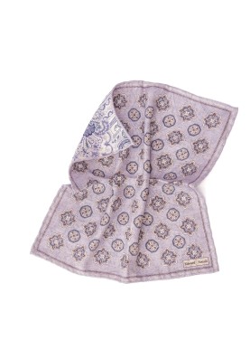 Lavender Foulard/Paisley Print Reversible Pocket Square 