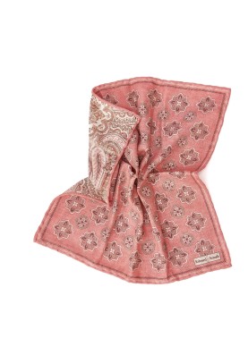 Lt. Coral Foulard/Paisley Print Reversible Pocket Square 