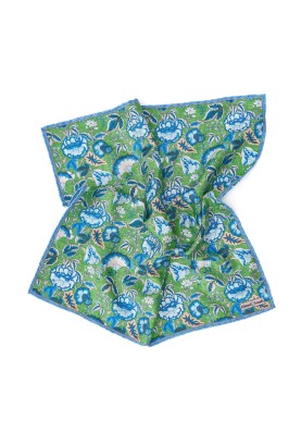 Green Floral Print Pocket Square 