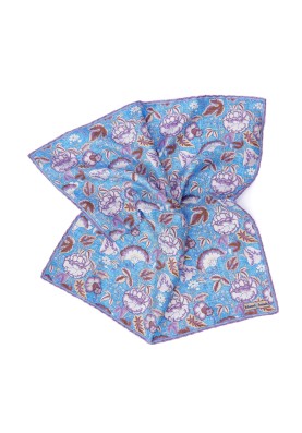 Azure Floral Print Pocket Square 