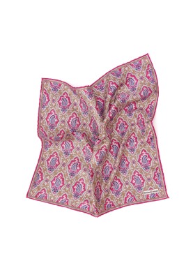 Camel Paisley/Quatrefoil Design Print Pocket Square 